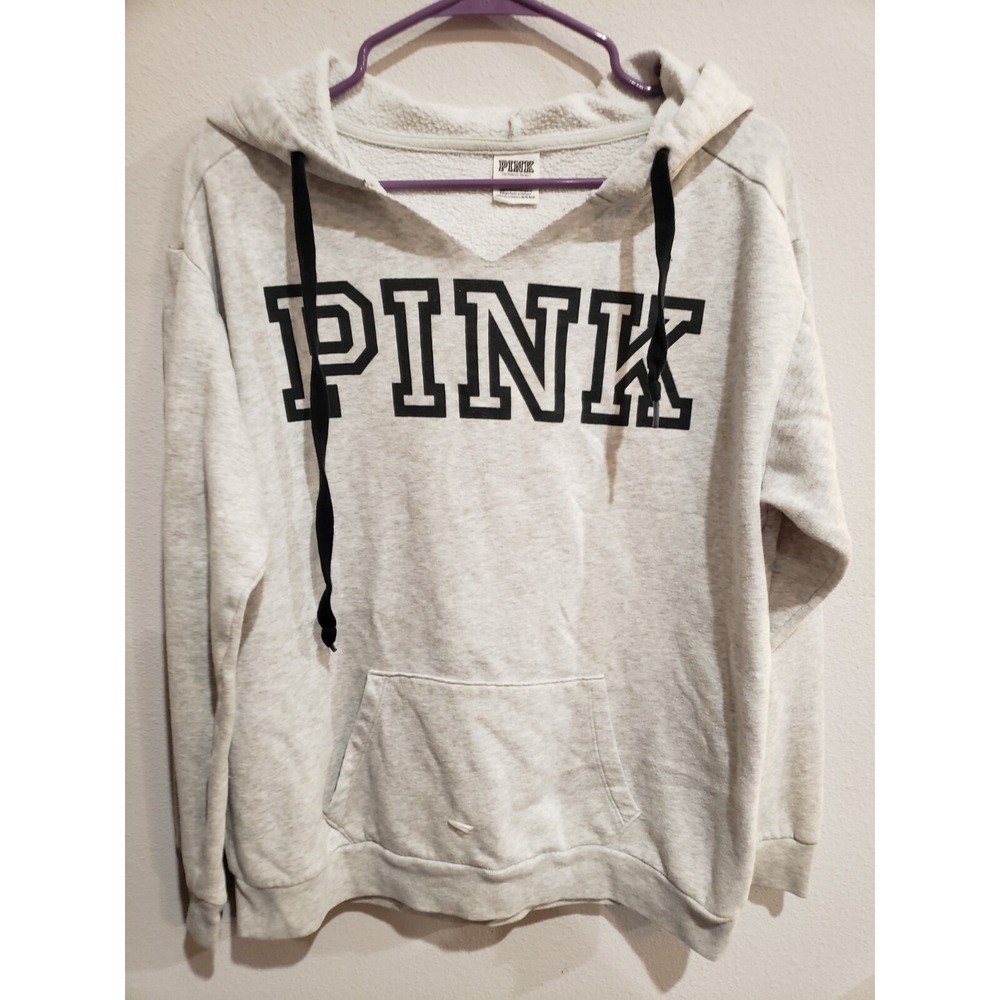 Victoria's‎ Secret PINK Campus Hoodie Small Sweatshirt Gray Logo Women's S